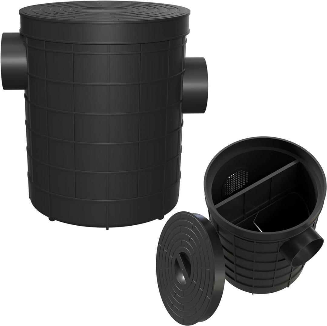 Commercial Grease Trap, Lightweight PE Plastic Grease Interceptor Trap Side Inlet Waste Oil Water Separator for Kitchen Sink Restaurant Wastewater Easy Install
