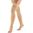 Truform 20-30 mmHg Compression Stockings for Men and Women, Thigh High Length, Dot-Top, Open Toe, Beige, Medium (Medium (1 Pair))