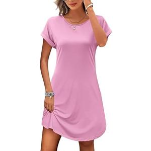 PLOKNRD Women's Casual Dress Summer Short Sleeve T-Shirt Dress Crew Neck Basic Dresses 2025, L