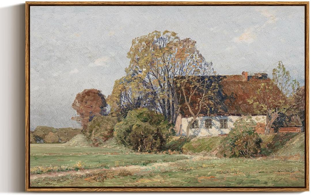 ARPEOTCY Large Framed Canvas Wall Art, Farm House Picture Decor, 20x30Inch, Bedroom Living Room Hallway Cottage Decor, Vintage French Country Farmhouse Art (30L" x 20W")