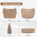 Vegan Leather Crossbody Bags for Women, Medium Cross Body Purse with Wide Adjustable Strap LightWeight (Khaki)