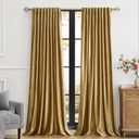 PRIMROSE Golden Velvet Curtains 96 inch Long for Living Room,Set of 2 Panels Blackout Rod Pocket Back Tab Window Treatment Room Darkening Heavy Decorative Curtains Drapes for Bedroom