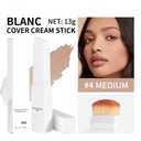 Cover Cream Stick, Color Changing Foundation Stick, Skin Matching Cover Cream with Medium to Full Coverage Dewy Finish Base Makeup, Dual-Ended with Detachable Brush (Medium)