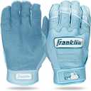 Franklin Sports MLB Baseball Batting Gloves - CFX Pro Adult + Youth Batting Gloves Pair - Baseball + Softball Gear - Premium Pro-Quality Leather - Carolina Blue Highlight - Adult Small