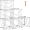 C&AHOME Wire Cube Storage, 6-Cube Storage Organizer Metal, C Grids Storage Bins Shelving, Modular Bookshelf Shelf, Closet Cabinet Ideal for Bedroom, Office 36.6”L x 12.4”W 48.4”H White