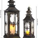 TRIROCKS Set of 2 Decorative Lanterns 21.5'' & 16" H Vintage Hanging Tower Lantern Metal Candle Holder with Tempered Glass for Indoor Outdoor Home Decor Parties Garden Wedding Patio