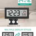 ORIA Battery Operated Digital Clock, Digital Alarm Clocks for Bedrooms with Auto Dimmer, Large LCD Display, Indoor Temp & Date, Small Desk Clock for Kids, Teens, Seniors, Batteries Included