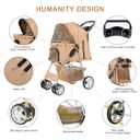 Pet Stroller for Small Dogs and CatsQuick-Folding Portable Travel Cat Dog Stroller with Storage Basket and Cup Holder, 4 Wheels, Beige