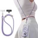 TORRAS Phone Lanyard Crossbody with 2 Phone Tabs, Adjustable Anti Theft Phone Strap for All Phones, Premium Metal Buckles, SkinFriendly, Universal Cell Phone Neck lanyard for Women and Men, Purple