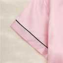 MakeMeChic Women's 2 Piece Pajama Set Graphic Short Sleeve Button Down Shirt and Shorts Set Sleepwear (Pink, L)