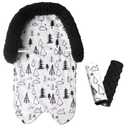 Head Support & Strap Cover for Baby Car Seats, Infant Car Seat Insert for Newborn, Soft Minky Carseat Insert Cushion Pad, Perfect for Carseats, Strollers, Swings (Black)