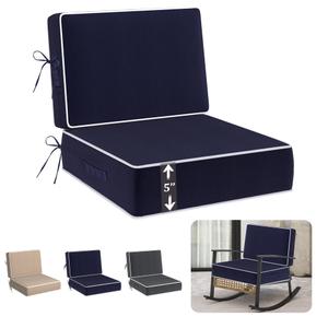 5" Thicker Outdoor Chair Cushions Set of 2, 24"x24" Patio Chair Cushions for Outdoor Furniture w/Water & Fade-Resistant and Removable Cover, Outdoor Cushion w/Handle & Straps for Dining Chair Sofa