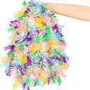 33FT Easter Tinsel Garland, White Metallic Hanging Twisted Garlands with Colorful Bunny Confetti Spring Hanging Garland for Bunny Party Supply Wreath Tree Indoor Outdoor Decor