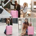 Kono Carry On Luggage 24 Inch Checked-Medium Hard Shell Travel Trolley 4 Spinner Wheels Lightweight Polypropylene Suitcase with TSA Lock, Pink