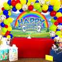 Cartoon Wild Photo Backdrop 6x4ft Blue Dog Paw Theme Birthday Backdrop Kids Happy Birthday Party Decoration Photo Booth Background