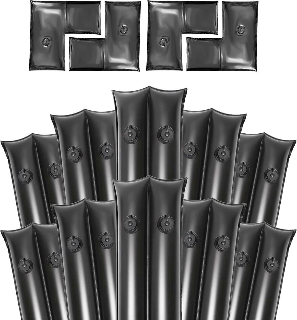 8Ft Pool Water Bags,10 Pack Double Chamber Water Tubes for Inground Pool Cover 0.6mm PVC Extra Durable Corner Pool Cover Weights for Winter Pool Cover Closing