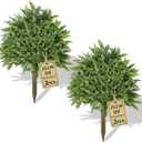 2 Pack Artificial Cedar Topiary Ball Trees, 23.2" UV-Resistant Fake Cypress Plants with Ground Spikes, Realistic Evergreen Artificial Topiary Cedar Bushes for Indoor/Outdoor Front Porch & Garden Decor