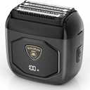 Full Metal Electric Foil Shaver for Men: 4 Floating Blades, IPX7 Waterproof Wet & Dry Mini Razor, 120-Min Runtime USB-C Rechargeable, Quiet Travel Groomer with LED Display (Space Black)