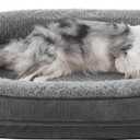 JOEJOY Orthopedic Dog Bed for Large Dogs, Egg-Crate Memory Foam Pet Bed with Bolster Sides, Waterproof Lining, Removable Washable Cover & Non-Slip Bottom, Grey (L(35"x 25"x 7"))