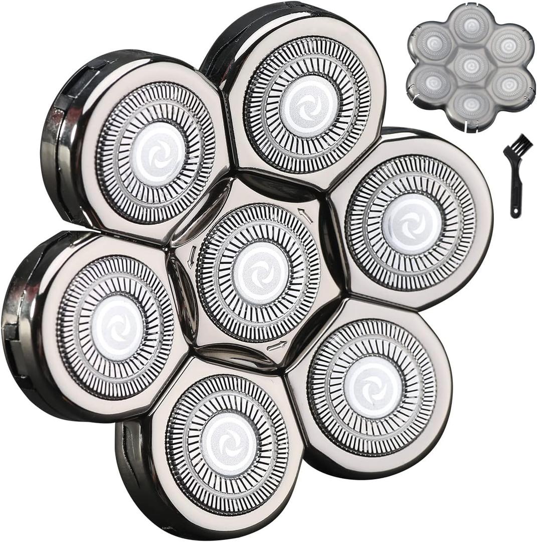 7 Blades Head Shaver Replacement Heads Electric Shaver Universal Replacement Blade Head Electric Razor for Men (7D Silvery)