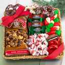 A Gift Inside Holiday Classic Chocolate, Candy & Crunch Gift Basket With Handmade Chocolates, Ghirardelli, Caramel Corn for Gourmet Christmas Food Gift