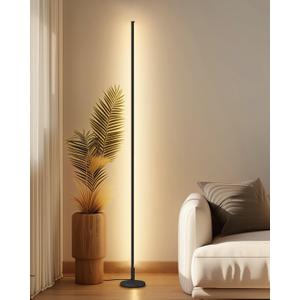 TACAHE Minimalist Corner Floor Lamp - 2700K-6500K Dimmable LED Night Light - Modern Standing Mood Lamp with Remote Control for Living Room, Bedroom - 57" 12W - Black - 1Pack
