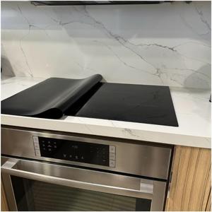 Induction Cooktop Protector - 24x29.9 Inches Non-Slip Induction Cooktop Mat - Anti-Scratch Silicone Mat - Black