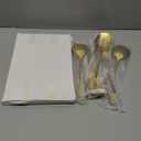 6 Pieces Serving Spoons Set, 8.7 Inch Serving Spoon, Includes 3 Server Spoon and 3 Slotted Spoons, Stainless Steel Buffet Banquet Large Utensils Cutlery Set for Kitchen, Gold