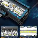 NAOEVO 7 Inch LED Light Bar, 240W 24,000LM Offroad Fog/Driving Lights LED Pods with 2 Leads Wiring Harness Kit, Spot Flood Combo Beam, Work for Truck Boat UTV ATV, 2-Pack (White)