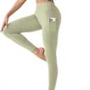 High Waisted Leggings for Women - Tummy Control Yoga Pants for Workout Running Athletic Women's Leggings Plus Size (Large-X-Large, Light Green)