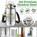 1Gal Stainless Steel Pump Up Sprayer Reinforced Hose, Hand Pump Sprayer with Pressure Gauge&Safety Valve, Adjustable Nozzle Suitable for Gardening (1 Gallon)