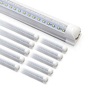 10-Pack 4.8 ft LED Shop Light Fixture - 90W T8 Integrated LED Tube Light - 6500K 12000LM V-Shape Linkable - High Output - Clear Cover - Plug and Play - 270 Degree Lighting for Garage, Shop, Barn