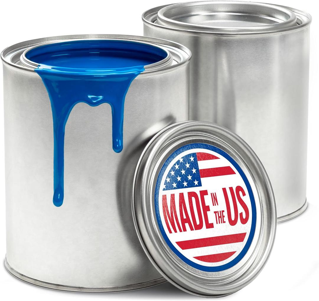 Stock Your Home 1 Quart Unlined Metal Paint Cans with Lids (2 Pack), Empty Quart Paint Cans for Storage, Mixing, Touch Ups and Crafts - Made in USA, Metal Buckets with Friction Fit Lids