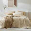 WRENSONGE Full Size Comforter Set- 7 Pieces Soft Beige Bed in a Bag Full with Fitted Sheet, Flat Sheet, 2 Pillow Shams, 2 Pillowcases, Warm Bedding Sets for All Season (Full(80"*90"))