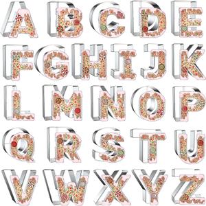 4 Inch Alphabet Letter Cookie Cutter Set - 26 Pcs Extra Large Xzhloym Cookie Cutters Shapes Biscuit Fondant Baking Molds for Christmas New Year Birthday Holiday Party Decorations - Stainless Steel
