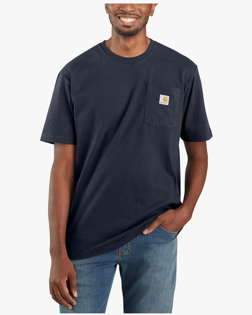 Carhartt Men's Loose Fit Heavyweight Short-Sleeve Pocket T-Shirt Navy 3XL