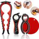 Jar Opener for Weak Hands, Easy Twist Jar Opener For Seniors with Arthritis, 5 in 1 Multi Function Bottle Opener Lid Opener For Arthritic Hands with Non Slip Rubber Jar Gripper Pad (Red)