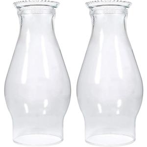 2 Pieces Oil Lamp Chimney 3 Inch Base 8 2/8 Inch Height Kerosene Lamp Shade Tall Clear Glass Replacement Lamp for Oil and Kerosene Style Lamps
