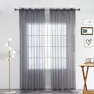 SpaceDresser Basic Rod Pocket Sheer Voile Window Curtain Panels White 1 Pair 2 Panels 38 Width 84 Inch Long for Kitchen Bedroom Children Living Room Yard(Grey,38 W x 84 L)