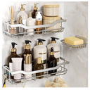 OMAIRA 3-Pack Shower Caddy with Soap Holder, Adhesive Rustproof No-drill Strudy Loading Inside Shower Organizer Shelves Rack Storage Bathroom Organization for Smooth Wall Glass Tile, Silver (X-Large)