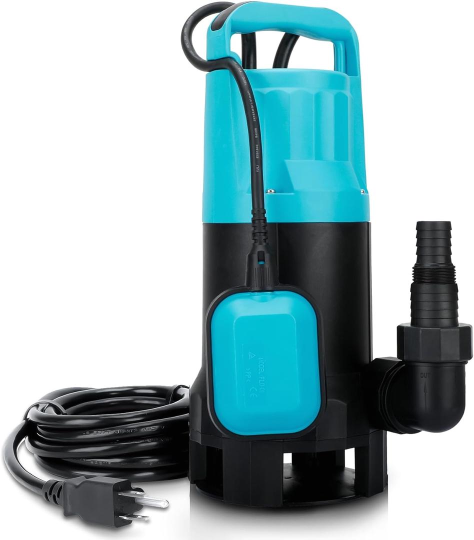 1.3HP Sump Pump 5280GPH Submersible Water Pump with Float Switch, Submersible Utility Pumps Removal for Pools, Basement Flooding, Garden Pond Low Water Level with 20ft Power Cord