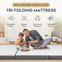 3 Inch Tri Folding Mattress Full Size with Storage Bag, Foldable Memory Foam Topper Portable Floor Guest Bed with Removable Cover, Breathable Washable