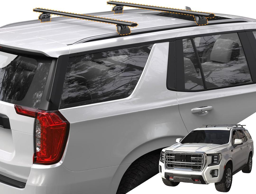 Aluminum Lockable Roof Rack Cross Bar Fit for 20212026 Chevy Tahoe Suburban, GMC Yukon, Cadillac Escalade, 330 lbs Load Capacity, Easy No-Drill Install, Crossbar for Cargo Kayak Bike