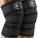 Mava Sports Knee Wraps (Pair) for Men & Women | Ideal for Cross Training, WODs, Gym Workouts, Weightlifting, Fitness & Powerlifting | Knee Straps for Squats | 72" Compression & Elastic Support (Black)