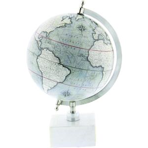 Deco 79 Marble Globe, 9" x 8" x 14", White