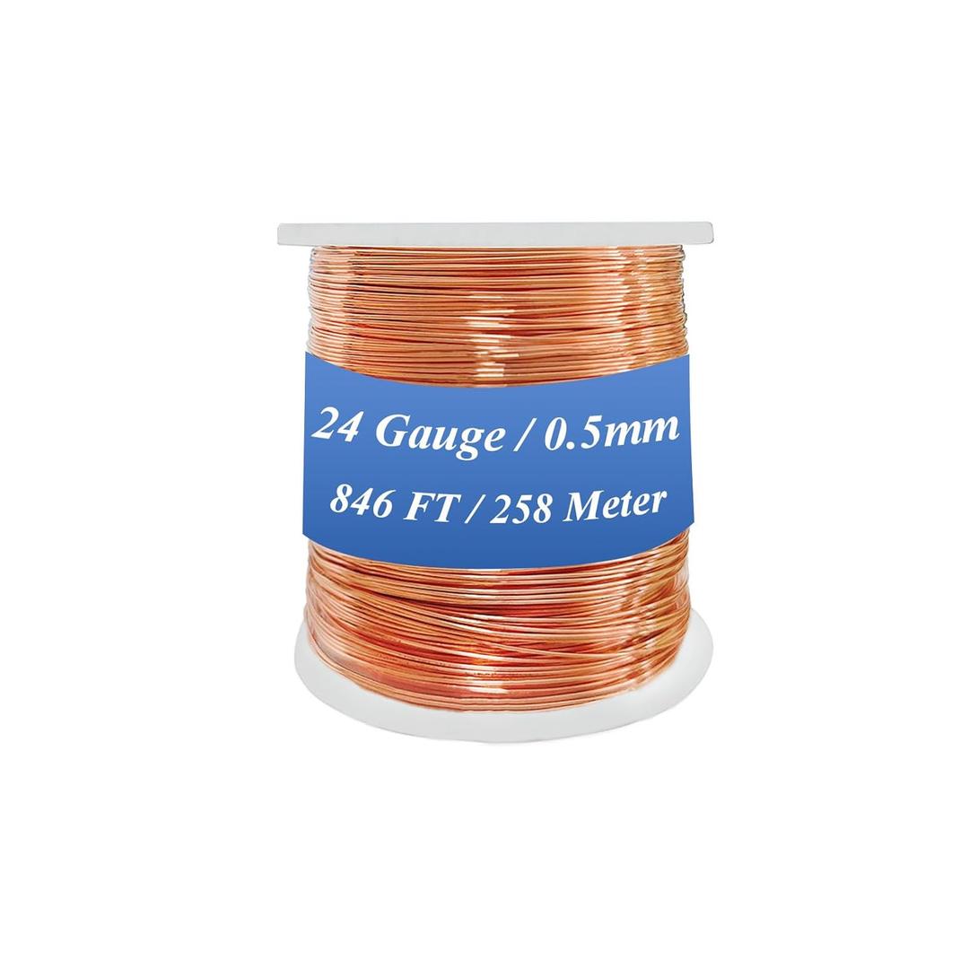 99.98% Bare Copper Wire 24 Gauge (0.019") 846ft (258m) Copper Wire for electroculture Gardening, Bonsai, Jewelry Making Beading Garden Plants,Ground Wire & DIY Craft (24 Gauge,846FT)