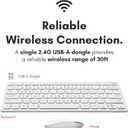 Macally White Wireless Keyboard and Mouse Combo - Quiet Productivity Duo - 2.4G Small Keyboard and Mouse Wireless - 78 Key Quiet Cordless Compact Mouse and Keyboard Combo with Mini Body