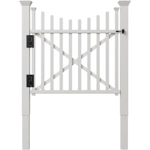 3.8ft H x 4.1ft W (1 Gate) Zippity Manchester Gate Kit, White Vinyl Picket Fence Gate Kit for Manchester Fence Panels, Gate for Backyard, Patio, Outdoor, & Garden Fence, ZP19019