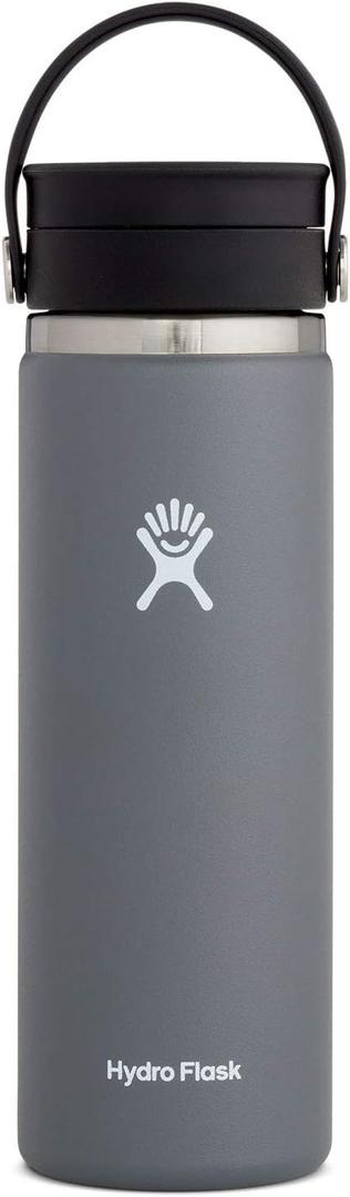 Hydro Flask Wide Mouth Bottle with Flex Sip Lid - Insulated Water Bottle Travel Cup Coffee Mug Gray 20 oz