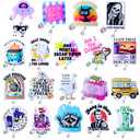 20PC Funny Badge Reels Bulk Pack Set Name ID Clip Holder Fun Cool Cute Meme Decor Dark Humor Sarcastic Skeleton Nurse Teacher Healthcare Medical Assistant Work Office Week Gifts Bulk Accessories